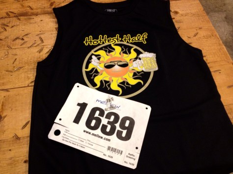 My shirt and bib for the Hottest Half