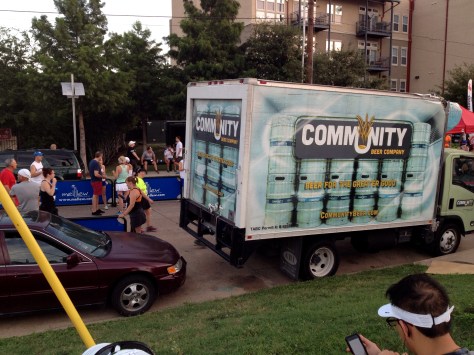 Beer truck next to the starting line