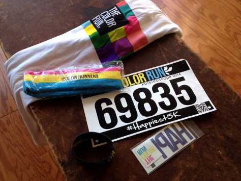Cool swag for the Color Run! Love the stick on tattoos.