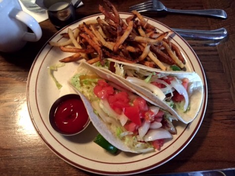 The fish tacos at Rutledge Cab Co. are delicious.