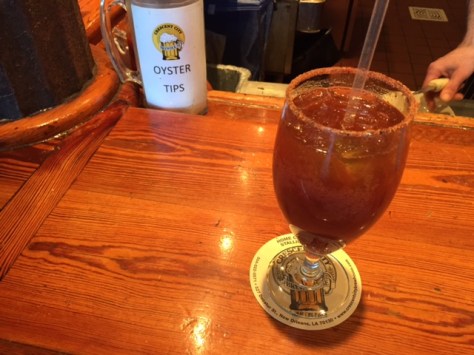 A cajun michelada made with Crescent City Brewhouse's local Red Stallion lager.