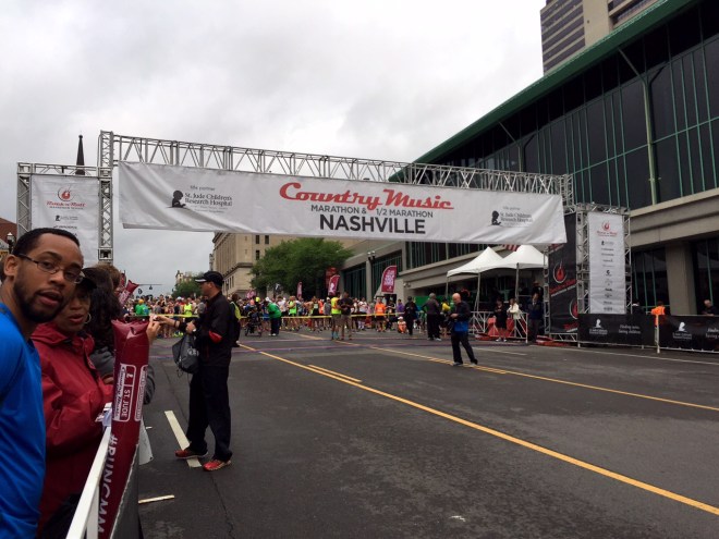The starting line at the Country Music Marathon and Half Marathon.