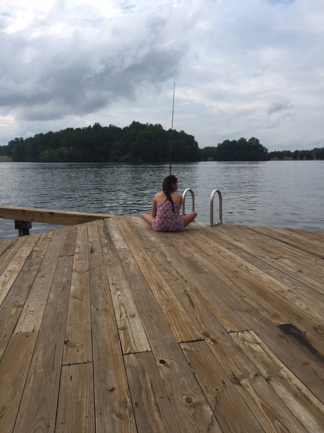 Little sister chillin on the dock at Lake Anna.