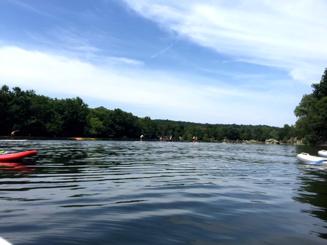 There was a paddle boarding race going on in the middle of our practice. Kind of hard to see in this photo.