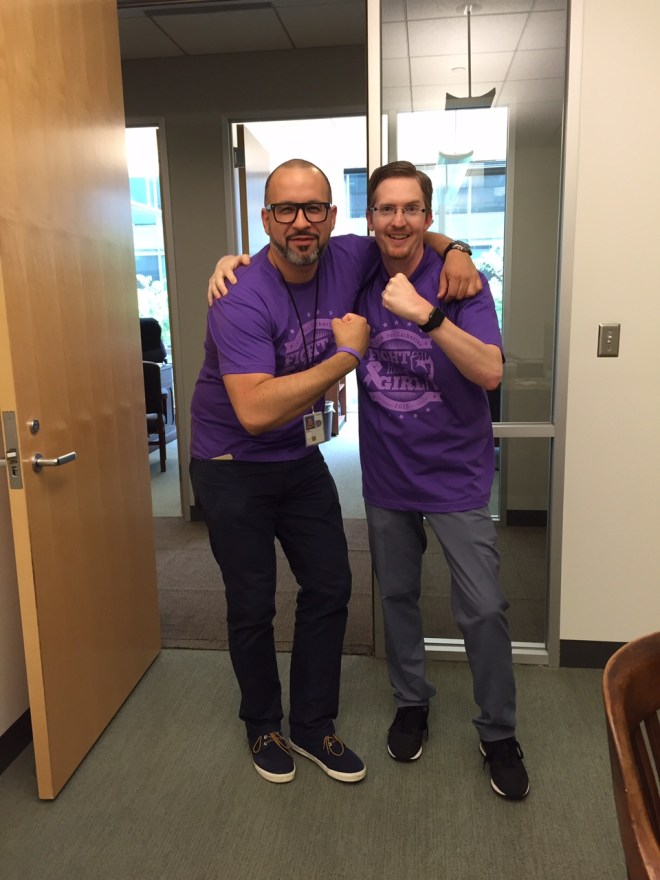 Colleagues Jose and Jeff showing their support.