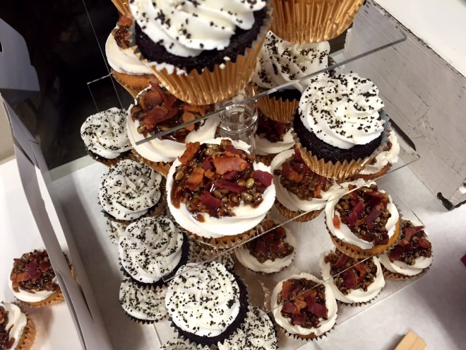 Bacon cupcakes at the 100-day party! 