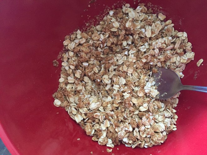 No-bake PB balls: mix ingredients