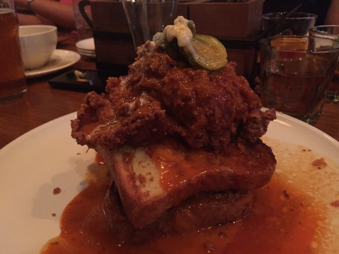 Fried chicken on top of French toast!