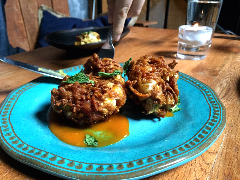 Compass Rose's version of the Indian dish Pakora (spicy vegetable fritter)