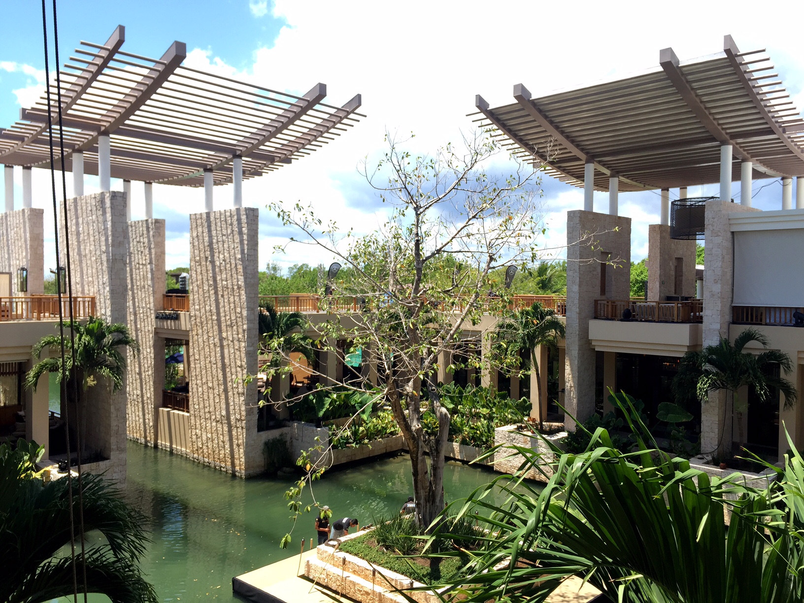 Center of the lobby at the Banyan Tree Mayakoba.